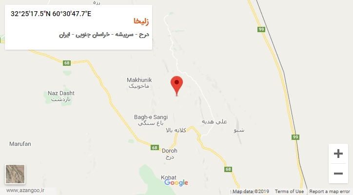 روستای زلیخا بر روی نقشه