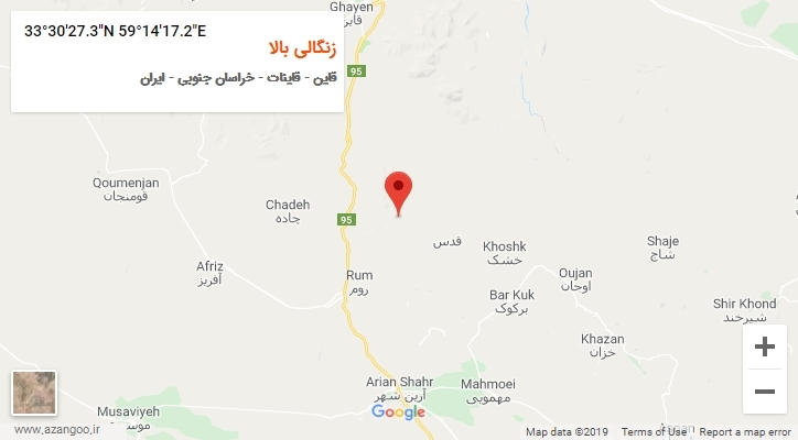 روستای زنگالی بالا بر روی نقشه