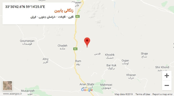 روستای زنگالی پایین بر روی نقشه
