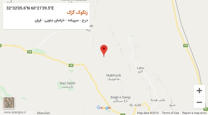 روستای زنگوک گزک بر روی نقشه