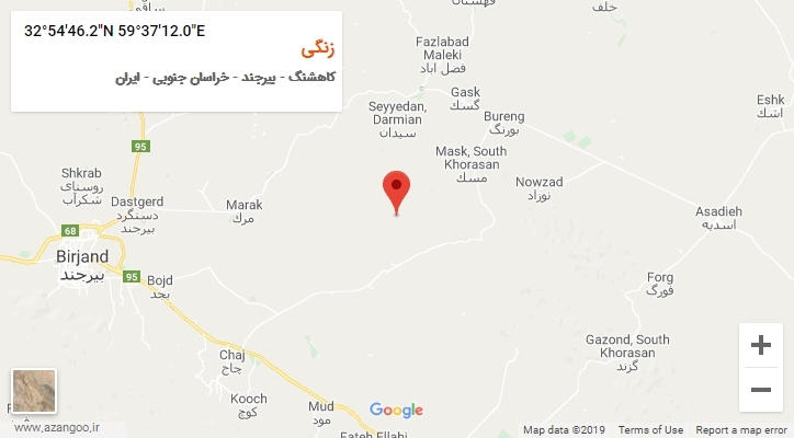 روستای زنگی بر روی نقشه