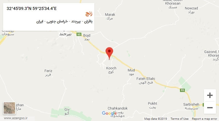روستای زنج بر روی نقشه