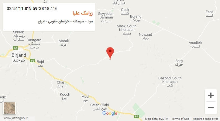 روستای زرامک علیا بر روی نقشه