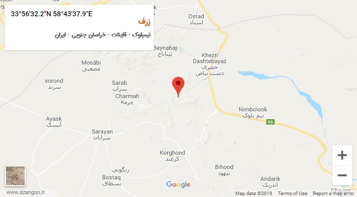 روستای زرف بر روی نقشه