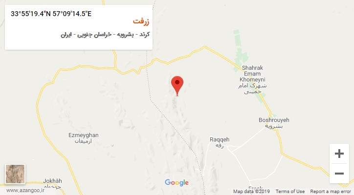 روستای زرفت بر روی نقشه