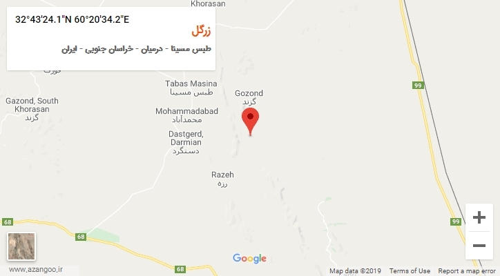 روستای زرگل بر روی نقشه
