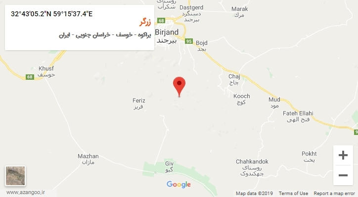 روستای زرگر بر روی نقشه