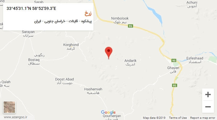 روستای زرخ بر روی نقشه