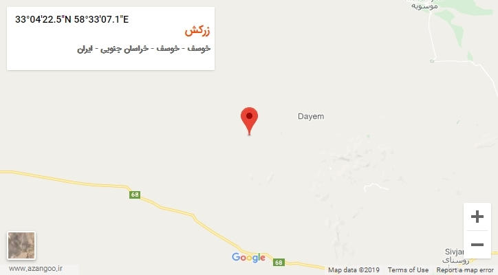 روستای زرکش بر روی نقشه