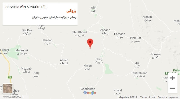 روستای زروکی بر روی نقشه