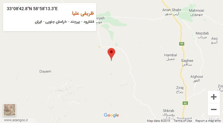 روستای ظریفی علیا بر روی نقشه