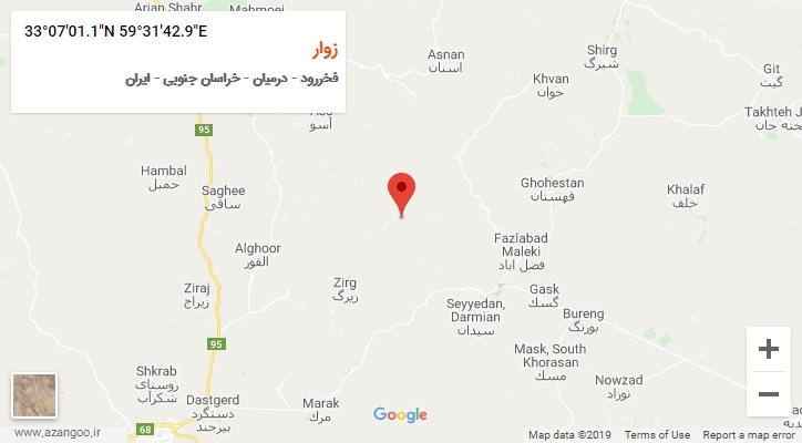 روستای زوار بر روی نقشه