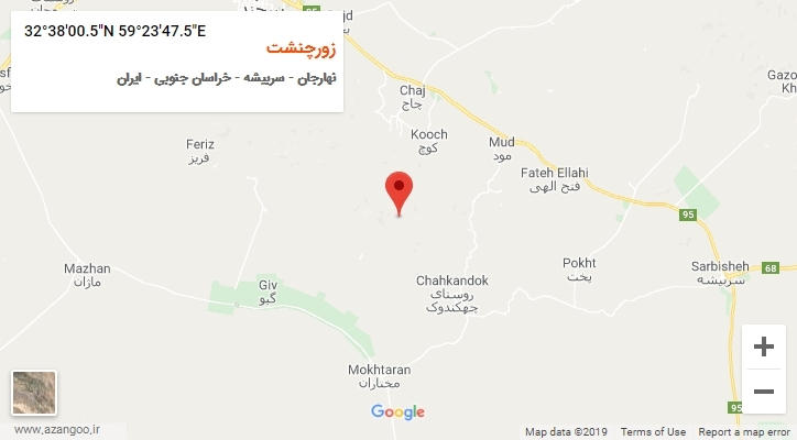 روستای زورچنشت بر روی نقشه