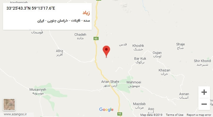 روستای زیاد بر روی نقشه