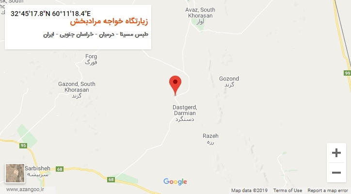 روستای زیارتگاه خواجه مرادبخش بر روی نقشه