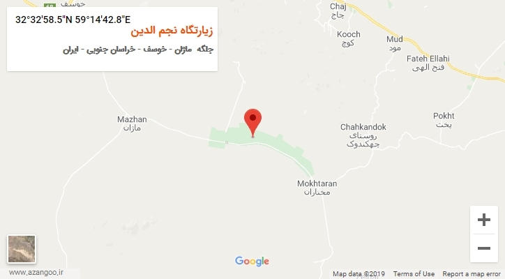 روستای زیارتگاه نجم الدین بر روی نقشه