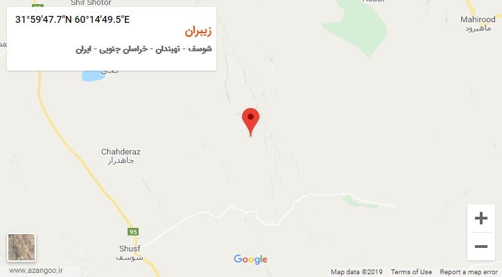 روستای زیبران بر روی نقشه