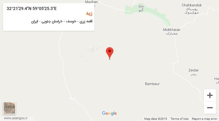روستای زید بر روی نقشه