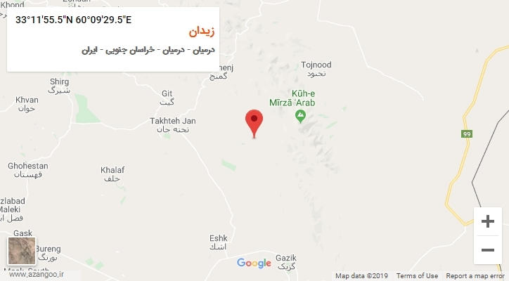 روستای زیدان بر روی نقشه
