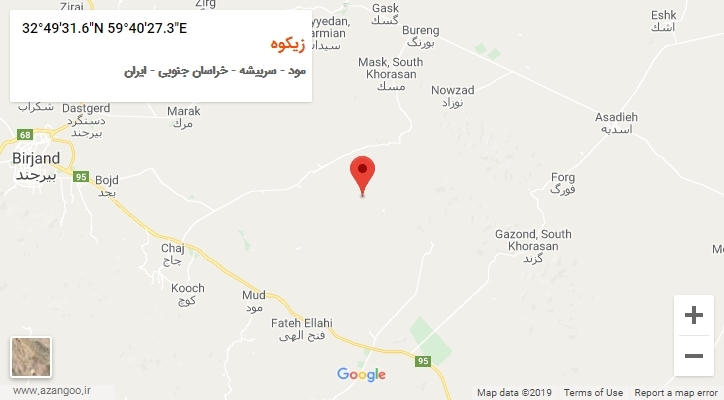 روستای زیکوه بر روی نقشه