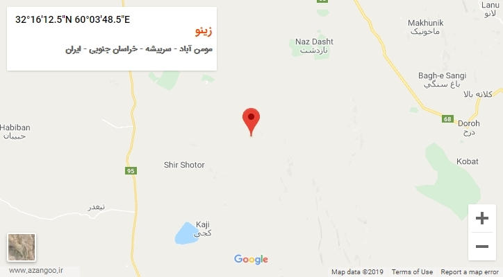 روستای زینو بر روی نقشه