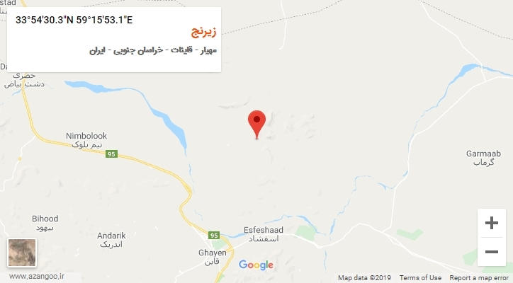 روستای زیرنج بر روی نقشه