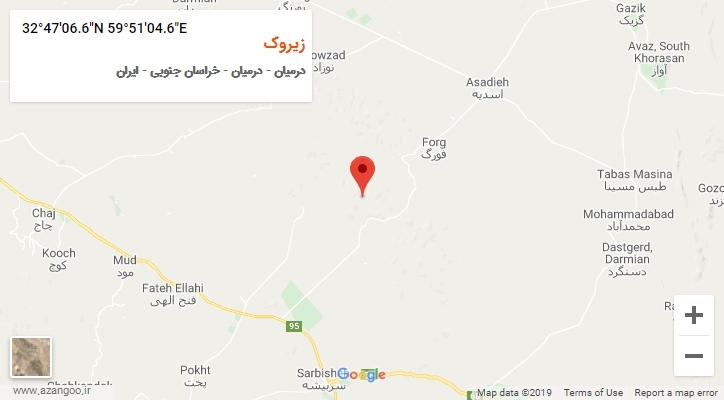 روستای زیروک بر روی نقشه