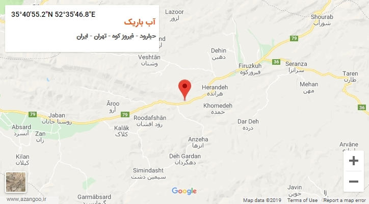 روستای آب باریک بر روی نقشه