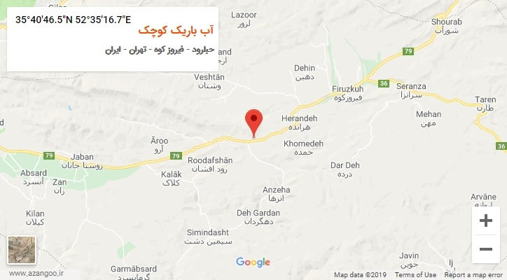 روستای آب باریک کوچک بر روی نقشه