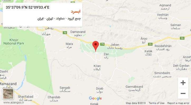 روستای ابسرد بر روی نقشه