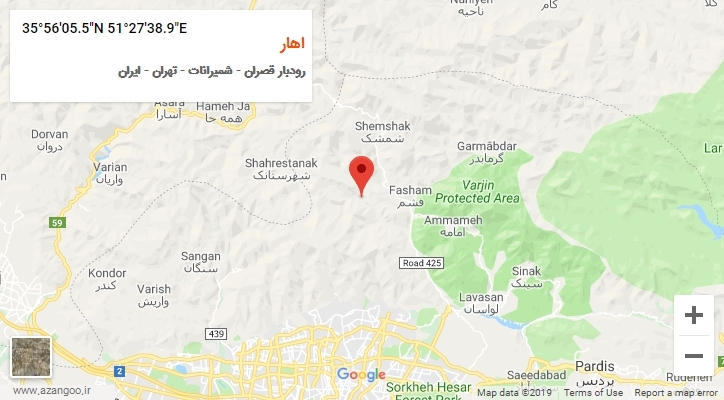 روستای اهار بر روی نقشه