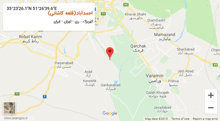 روستای احمدآباد(قلعه کاشانی) بر روی نقشه