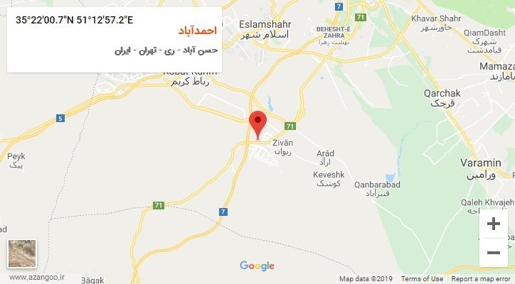 روستای احمدآباد بر روی نقشه