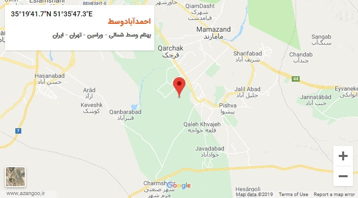 روستای احمدآبادوسط بر روی نقشه