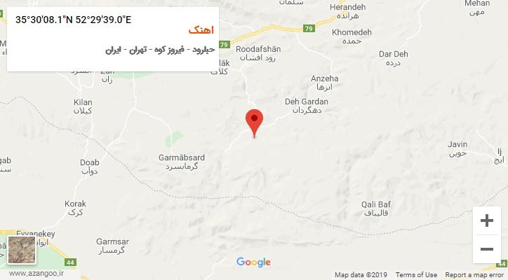 روستای اهنک بر روی نقشه
