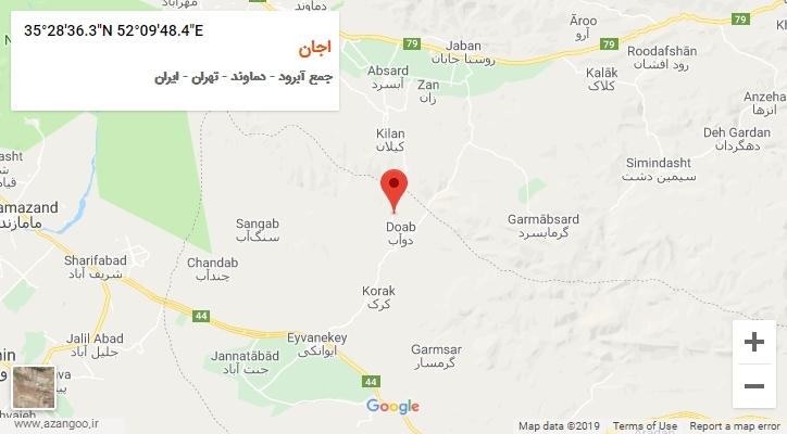 روستای اجان بر روی نقشه