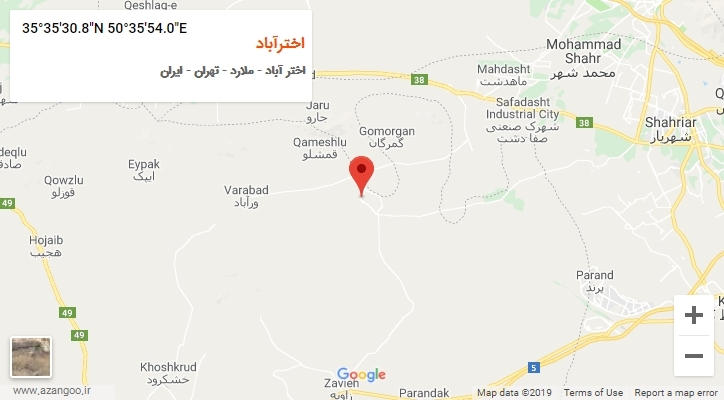 روستای اخترآباد بر روی نقشه