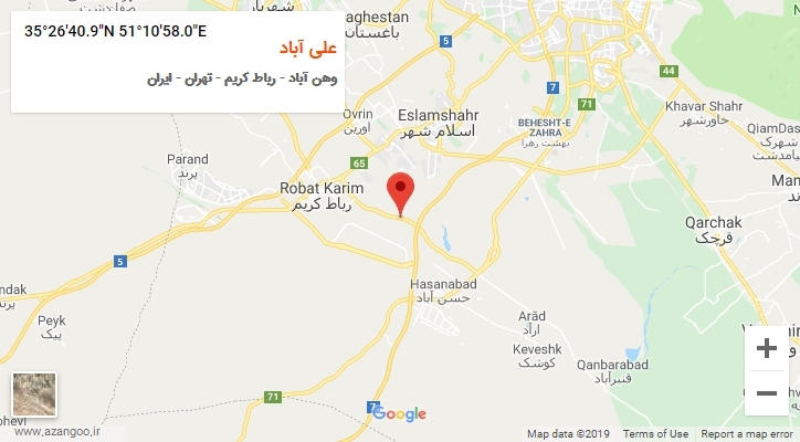 روستای علی آباد بر روی نقشه