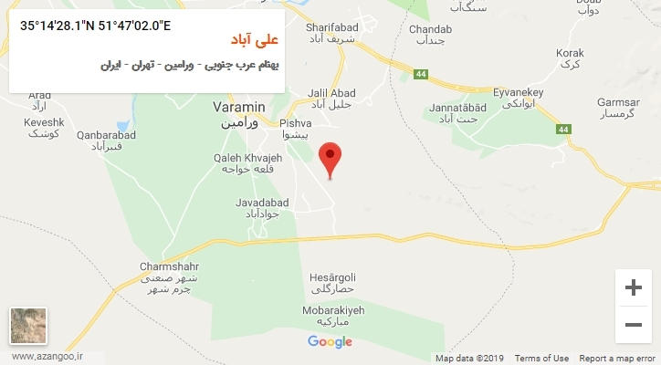 روستای علی آباد بر روی نقشه