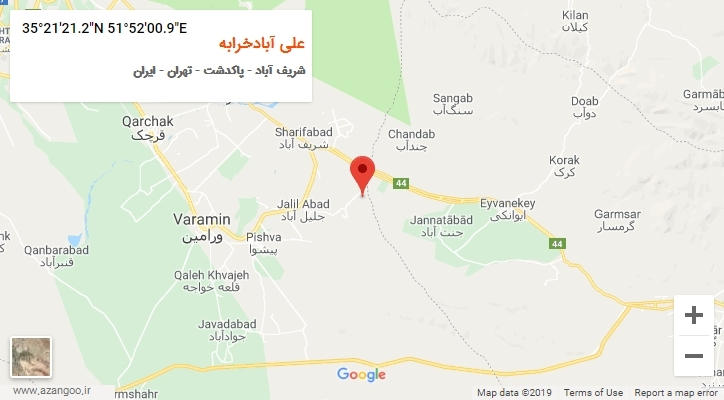 روستای علی آبادخرابه بر روی نقشه