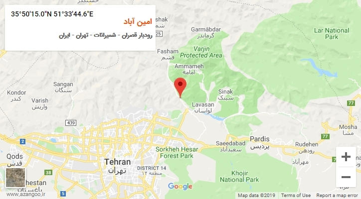 روستای امین آباد بر روی نقشه