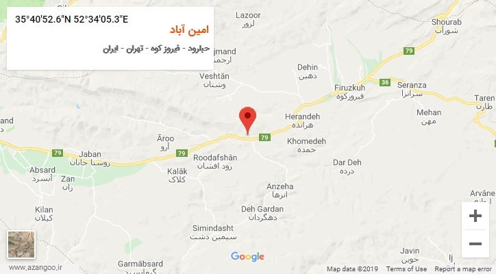 روستای امین آباد بر روی نقشه