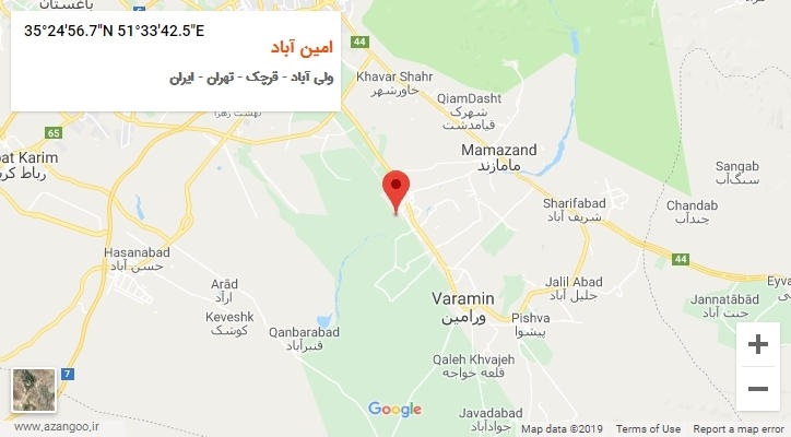 روستای امین آباد بر روی نقشه