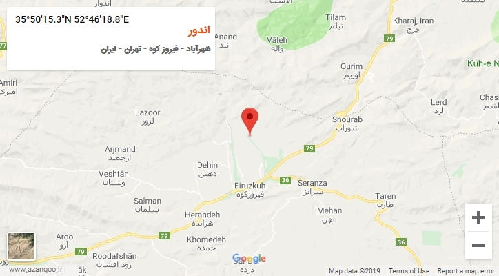 روستای اندور بر روی نقشه