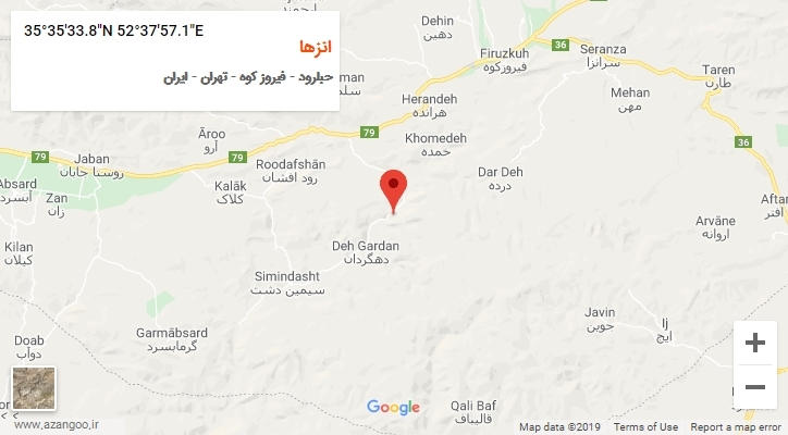 روستای انزها بر روی نقشه
