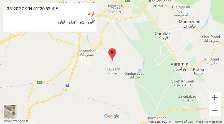روستای اراد بر روی نقشه
