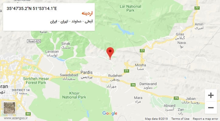 روستای اردینه بر روی نقشه