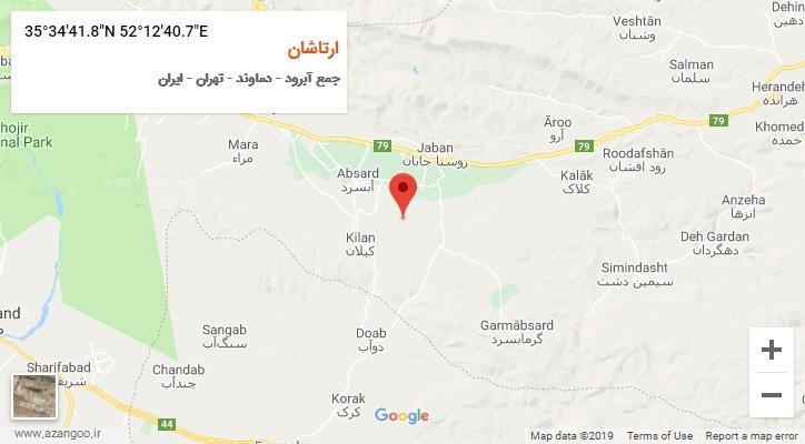 روستای ارتاشان بر روی نقشه
