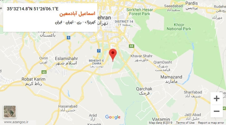 روستای اسماعیل آبادمعین بر روی نقشه