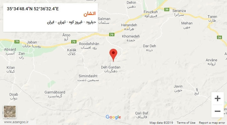 روستای اتشان بر روی نقشه